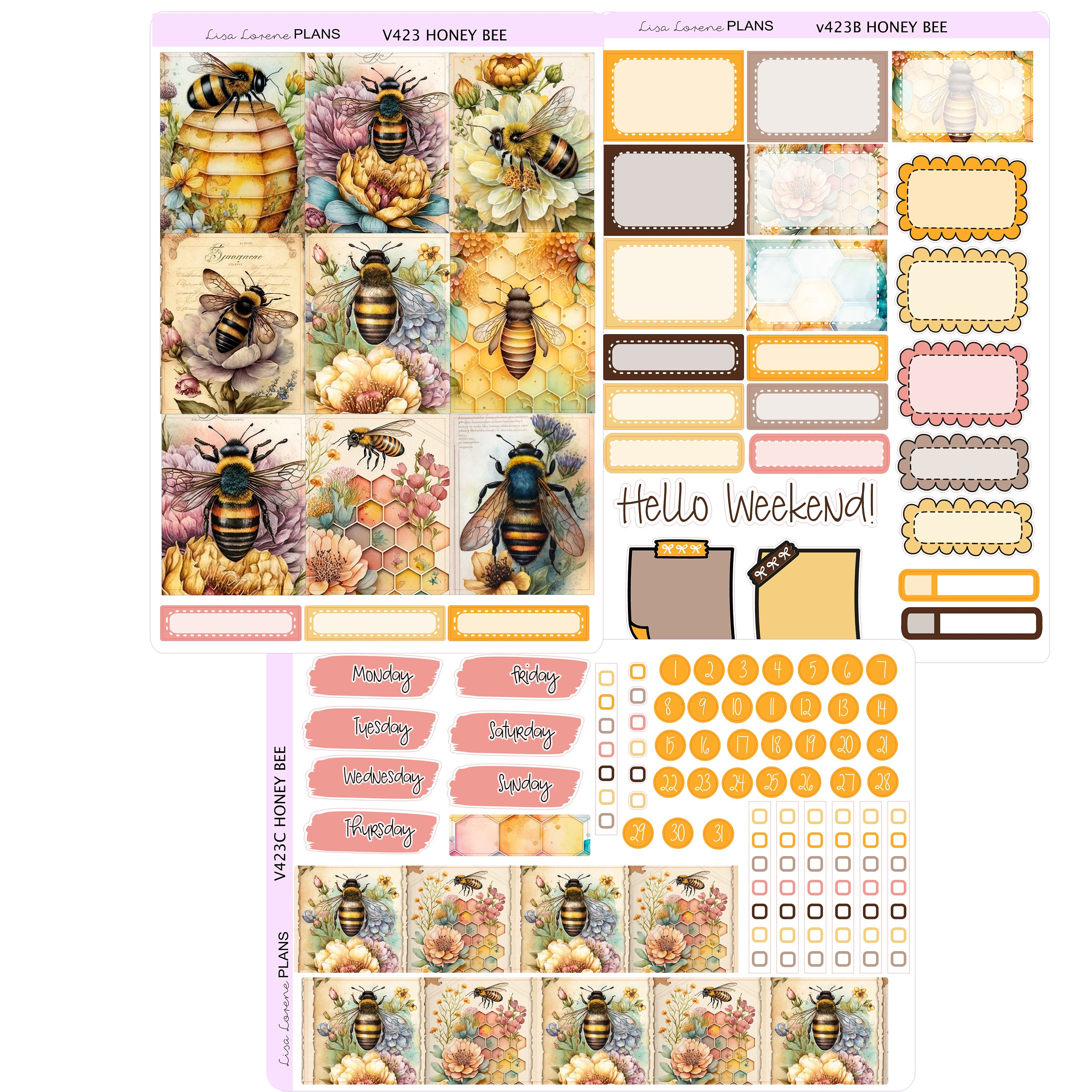 HONEY BEE Weekly Planner Sticker Kit | Vertical Planner | Perfect for ...