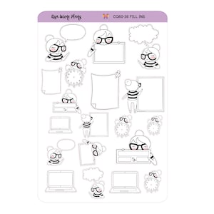 SANDY FILL IN Planner Stickers | Book Lover | Doodle Character | neutral stickers perfect for all planners | CQ60-36