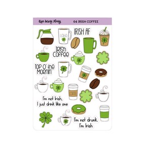IRISH COFFEE Planner Stickers | perfect for all planners including Happy Planner and Erin Condren Life Planner | CQ64
