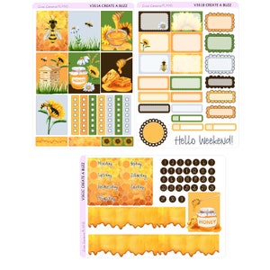 CREATE A BUZZ Weekly Sticker Kit | Honey Bee | 7x9" EC Vertical Planner ...