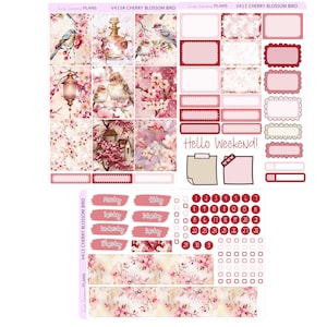 CHERRY BLOSSOM BIRD Coffee Weekly Planner Sticker Kit | Vertical ...