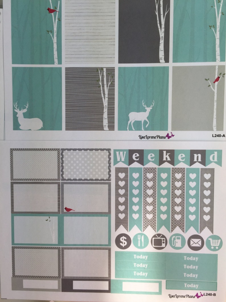 January Weekly Planner Sticker Set | Deer Season Cardinal |  L240A L240B