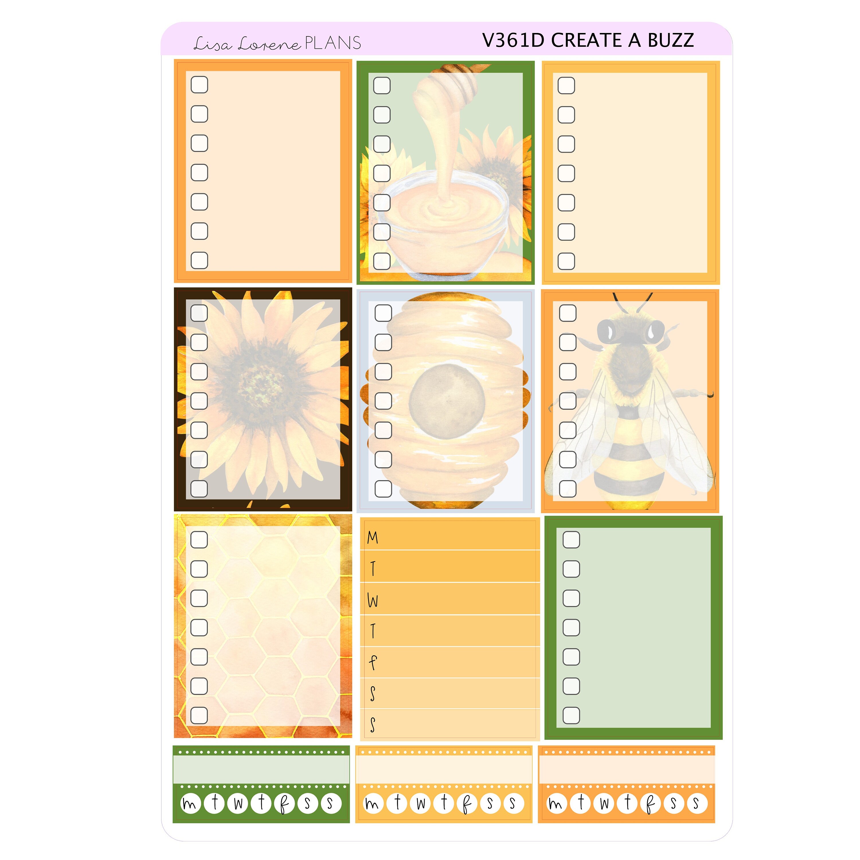 CREATE A BUZZ Weekly Sticker Kit | Honey Bee | 7x9" EC Vertical Planner ...