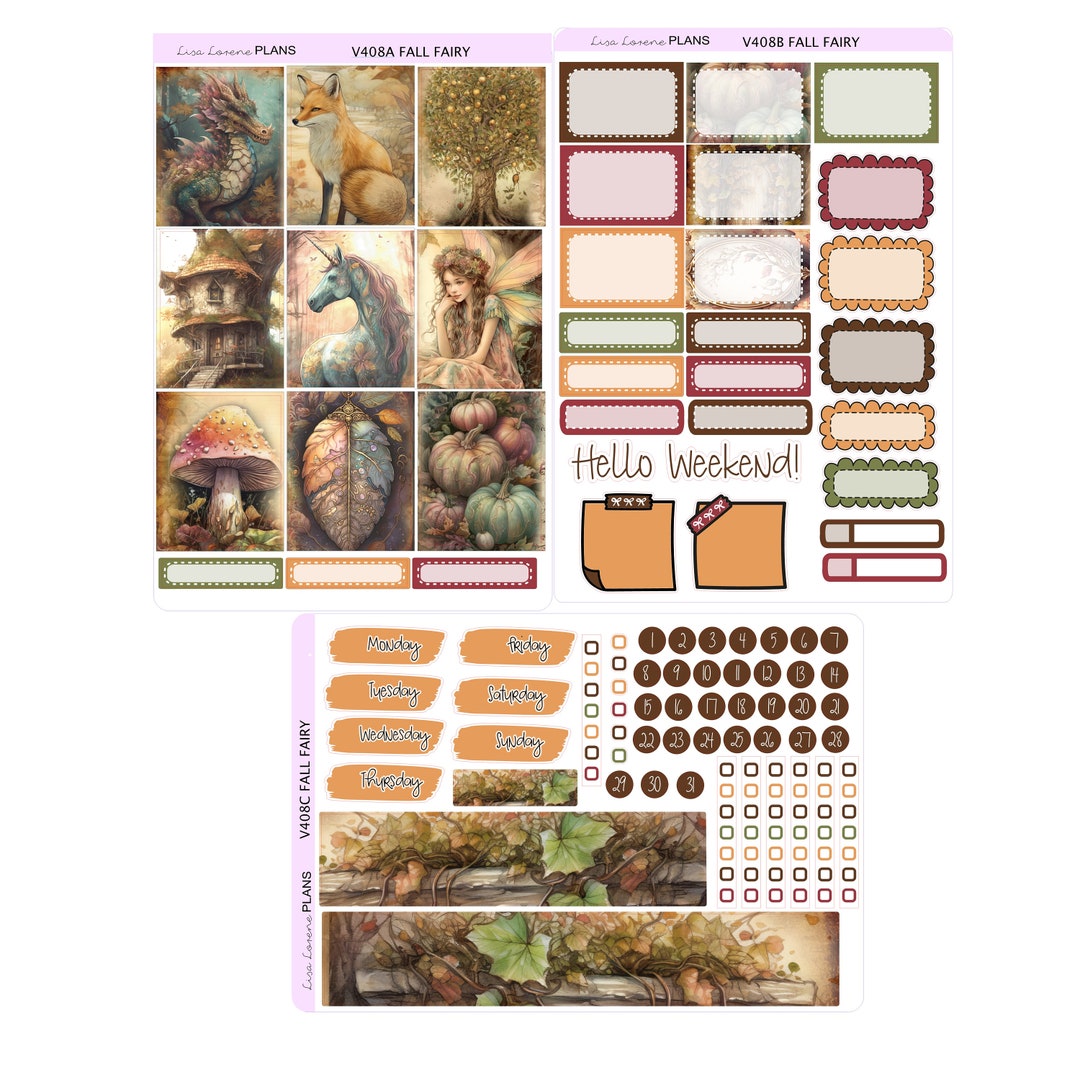 AUTUMN FAIRY MINI Weekly Planner Sticker Kit | Vertical Planner ...
