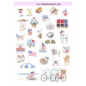 INDEPENDENCE DAY Deco  Planner Stickers   | Vertical Planner  | perfect for Vertical Erin Condren Life planner | 443G deco