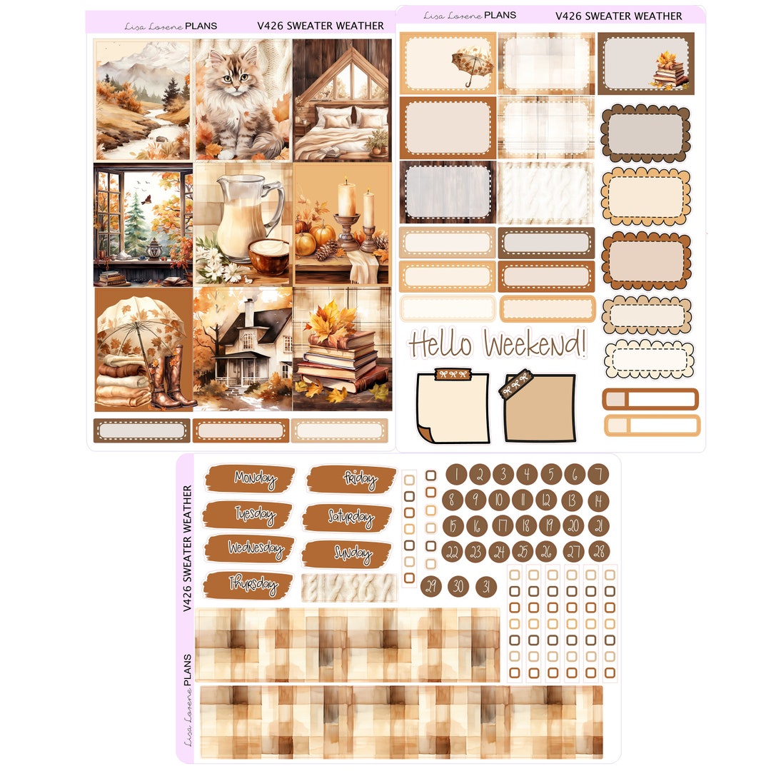 SWEATER WEATHER Kit Weekly Planner Sticker Kit | Vertical Planner ...