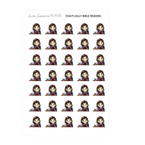 TINY BIBLE CHIBI | Bible reading | Planner Stickers | chibi brown hair| Exclusive Character | CQM4
