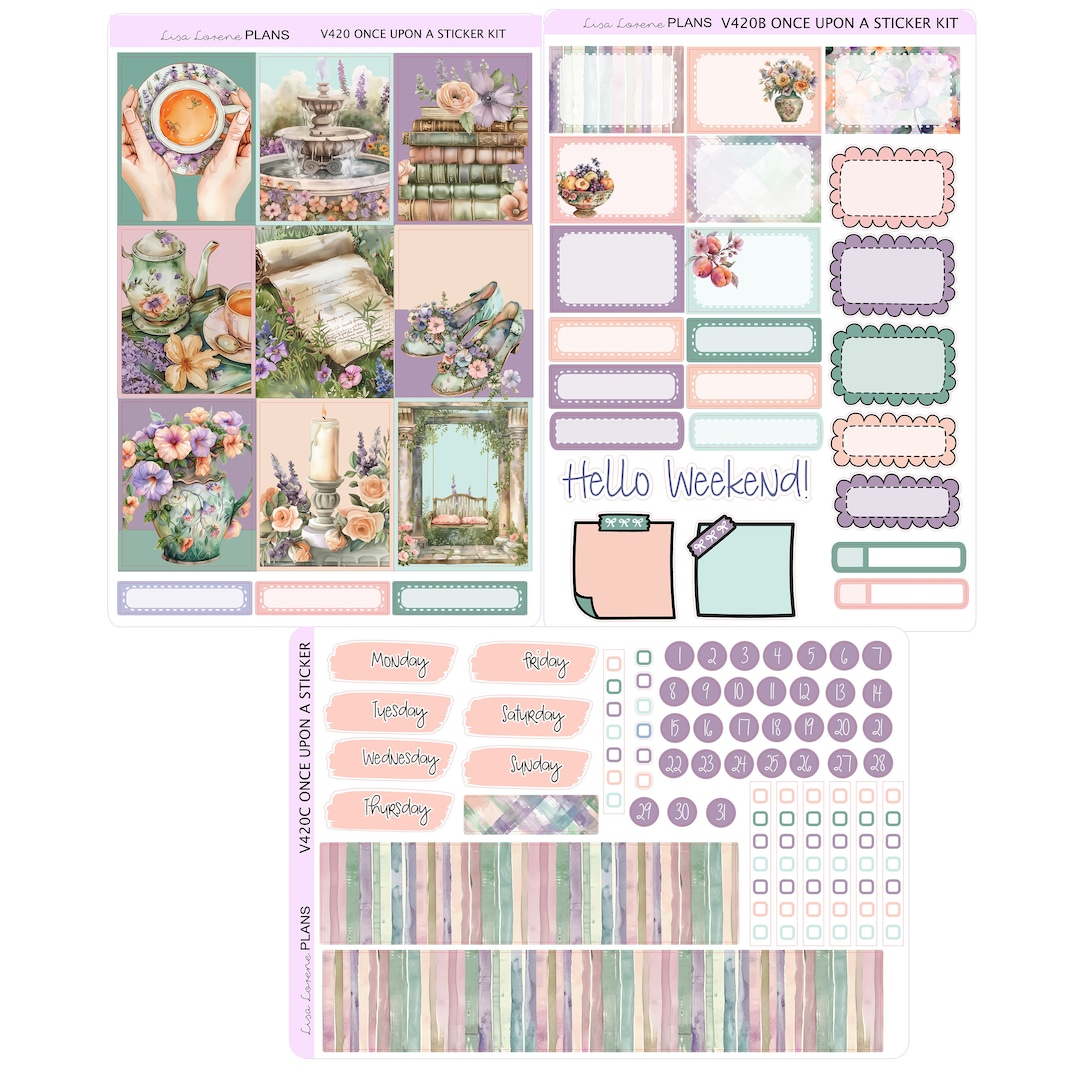 ONCE UPON A STICKER Kit Weekly Planner Sticker Kit | Vertical Planner ...