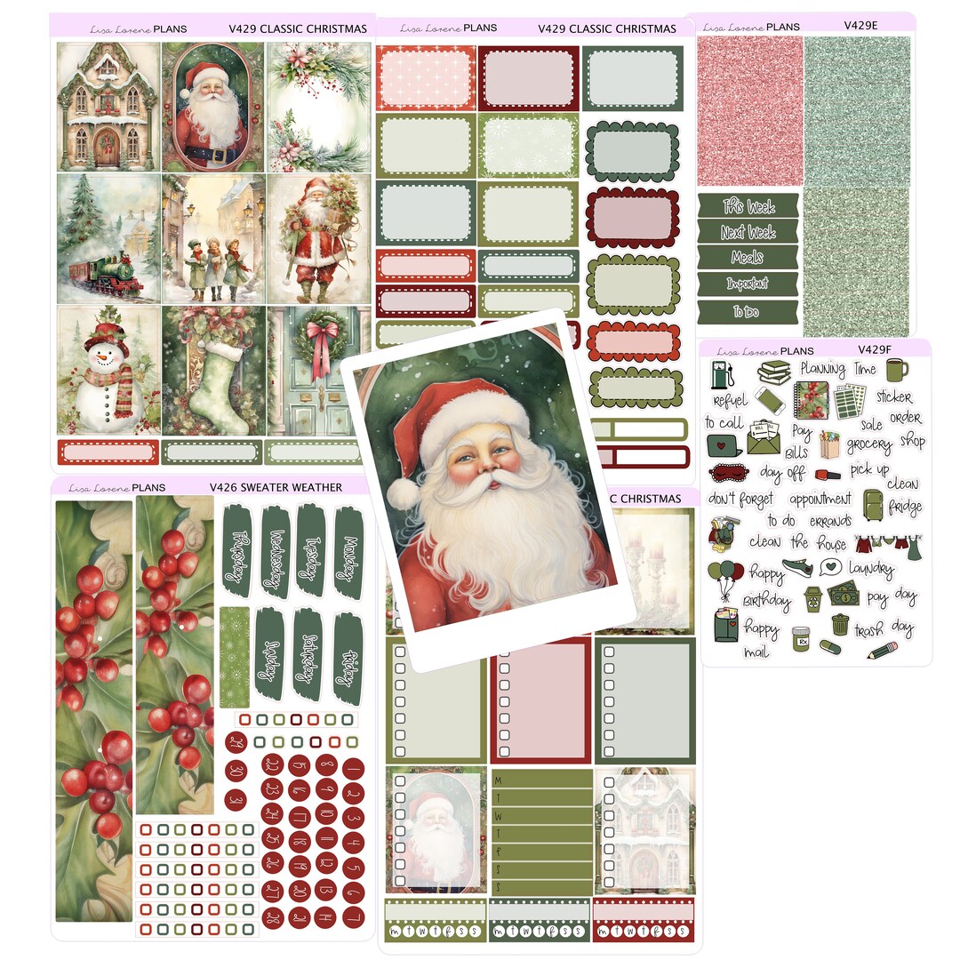 CLASSIC CHRISTMAS Weekly Planner Sticker Kit | Vertical Planner ...