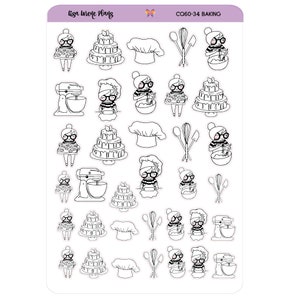 SANDY BAKING Planner Stickers | Book Lover | Doodle Character | neutral stickers perfect for all planners | CQ60-34