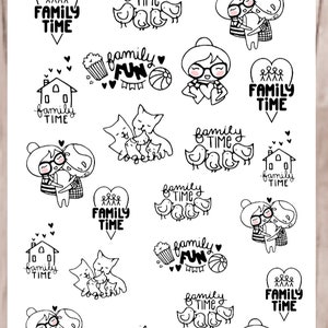 SANDY FAMILY TIME Planner Stickers |  Doodle Character | Neutral Stickers for all planners | CQ60-27