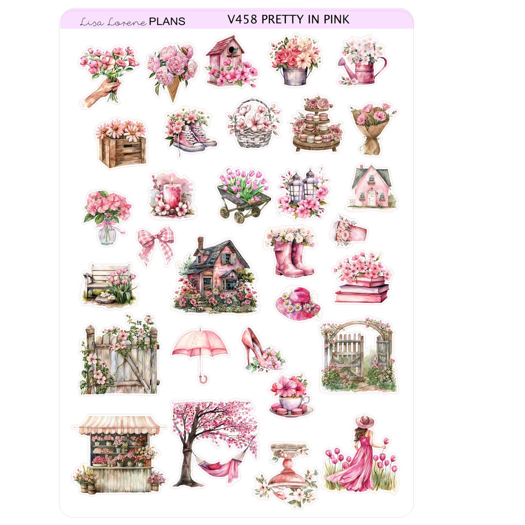 PRETTY IN PINK Deco Decorative Stickers | All Planners | 459G - Etsy