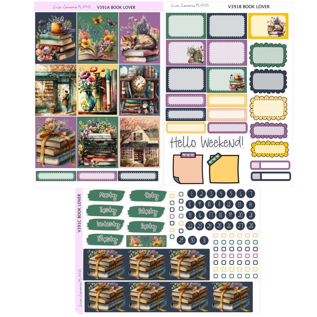 BOOK LOVER Reading Weekly Planner Sticker Kit | Vertical Planner ...