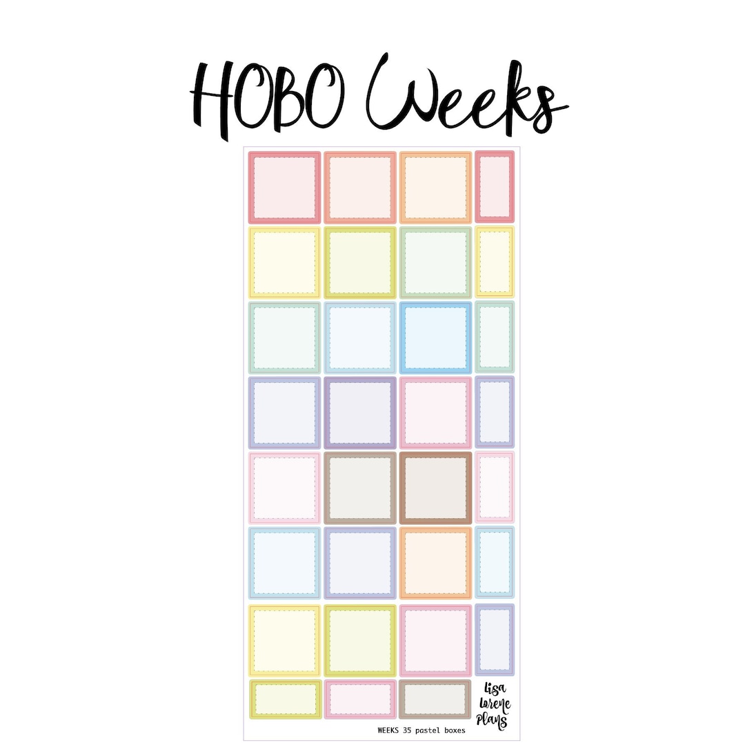 Pastel Rainbow Boxes Hobonichi Weeks Sticker Kit | HW35 - Etsy