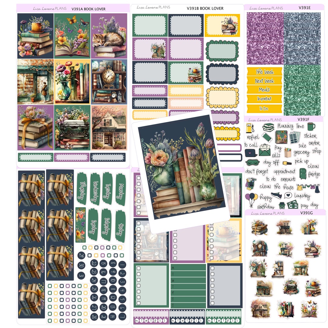BOOK LOVER Reading Weekly Planner Sticker Kit | Vertical Planner ...