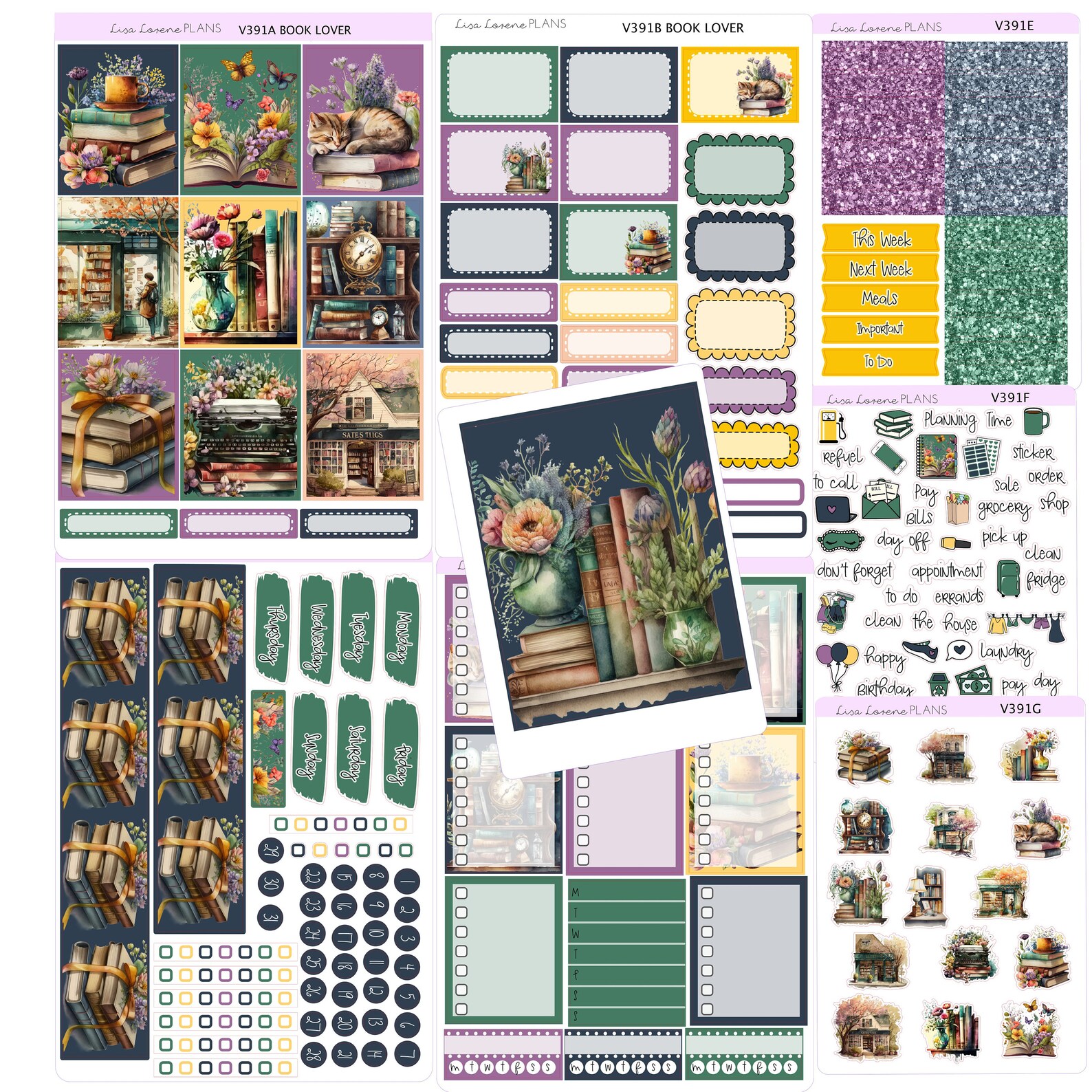 BOOK LOVER Reading Weekly Planner Sticker Kit | Vertical Planner ...