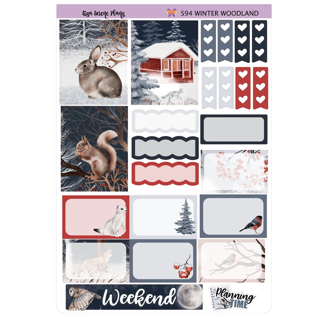 WINTER WOODLAND Mini Planner Sticker Set | Perfect for Vertical Erin ...