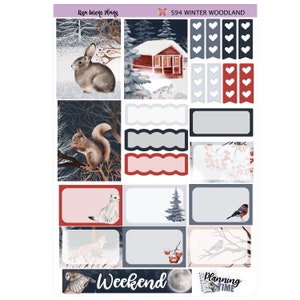 WINTER WOODLAND Mini Planner Sticker Set | perfect for vertical Erin Condren Life Planner, Personal Planners | S94
