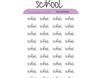 SCHOOL Script Typography Planner Stickers | T22