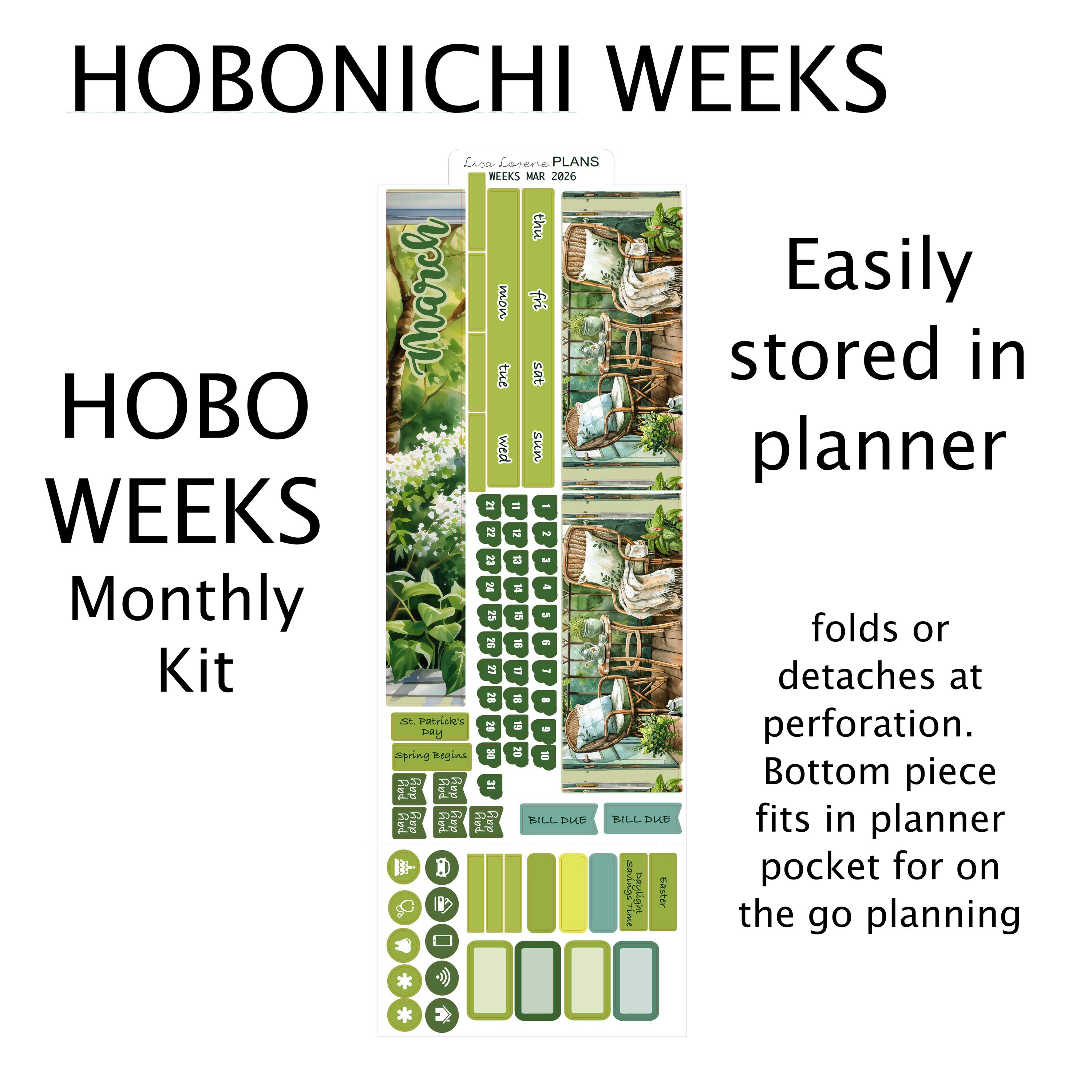 MARCH 2026 MONTHLY Hobonichi Weeks Sticker Kit | HW3 - Etsy