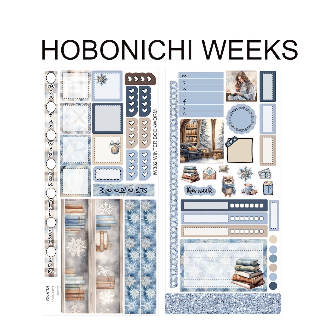 WINTER BOOKWORM Weekly Set for Hobonichi Weeks Sticker Kit | HW382 - Etsy