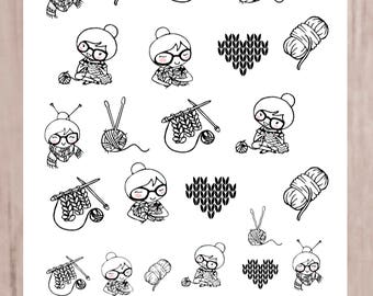 SANDY KNITTING Planner Stickers | neutral Doodle stickers | perfect for all planners CQ60-12