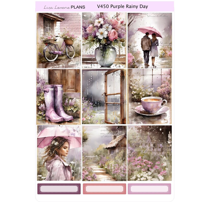 PURPLE RAINY DAY Weekly Planner Sticker Kit | Vertical Planner ...