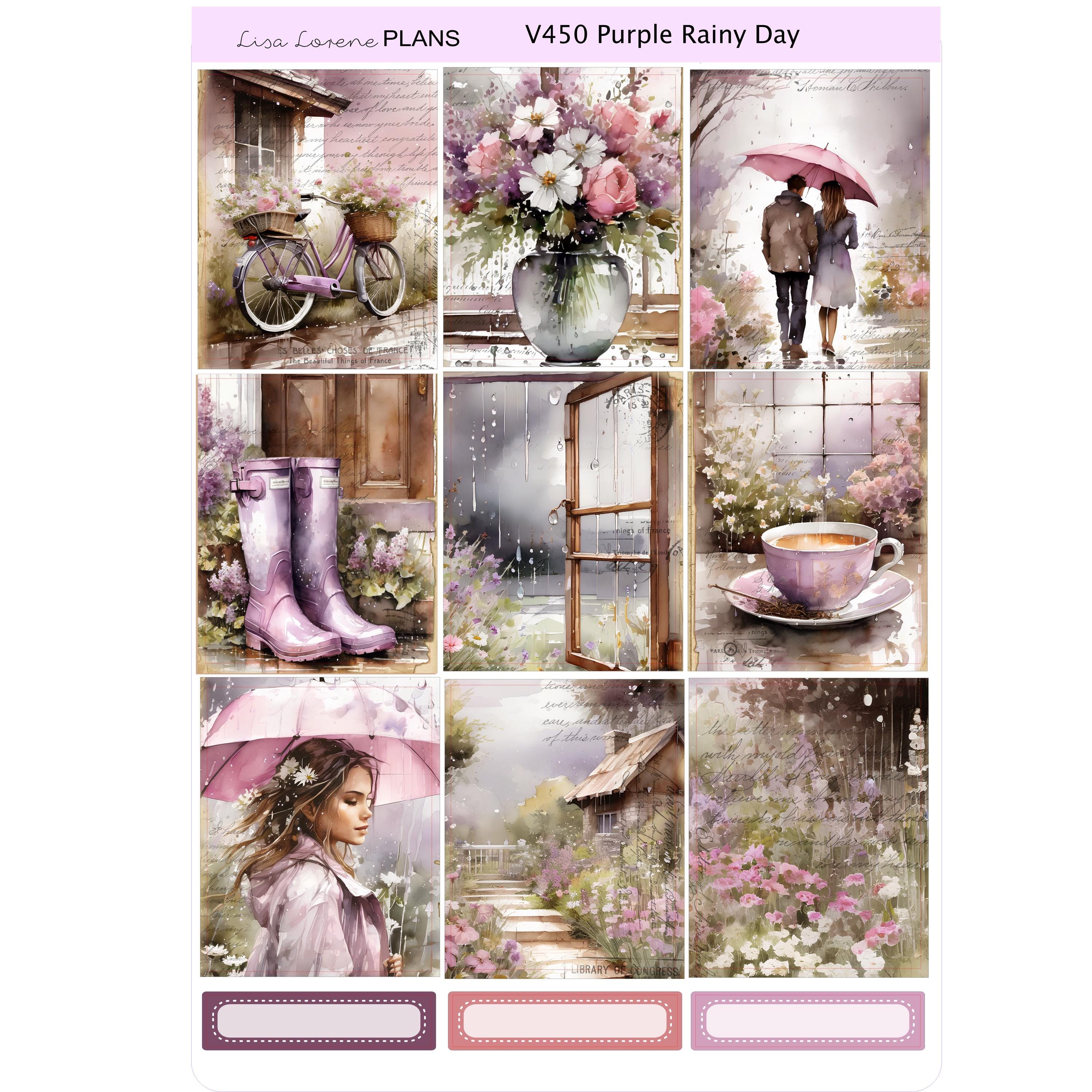 PURPLE RAINY DAY Weekly Planner Sticker Kit | Vertical Planner ...