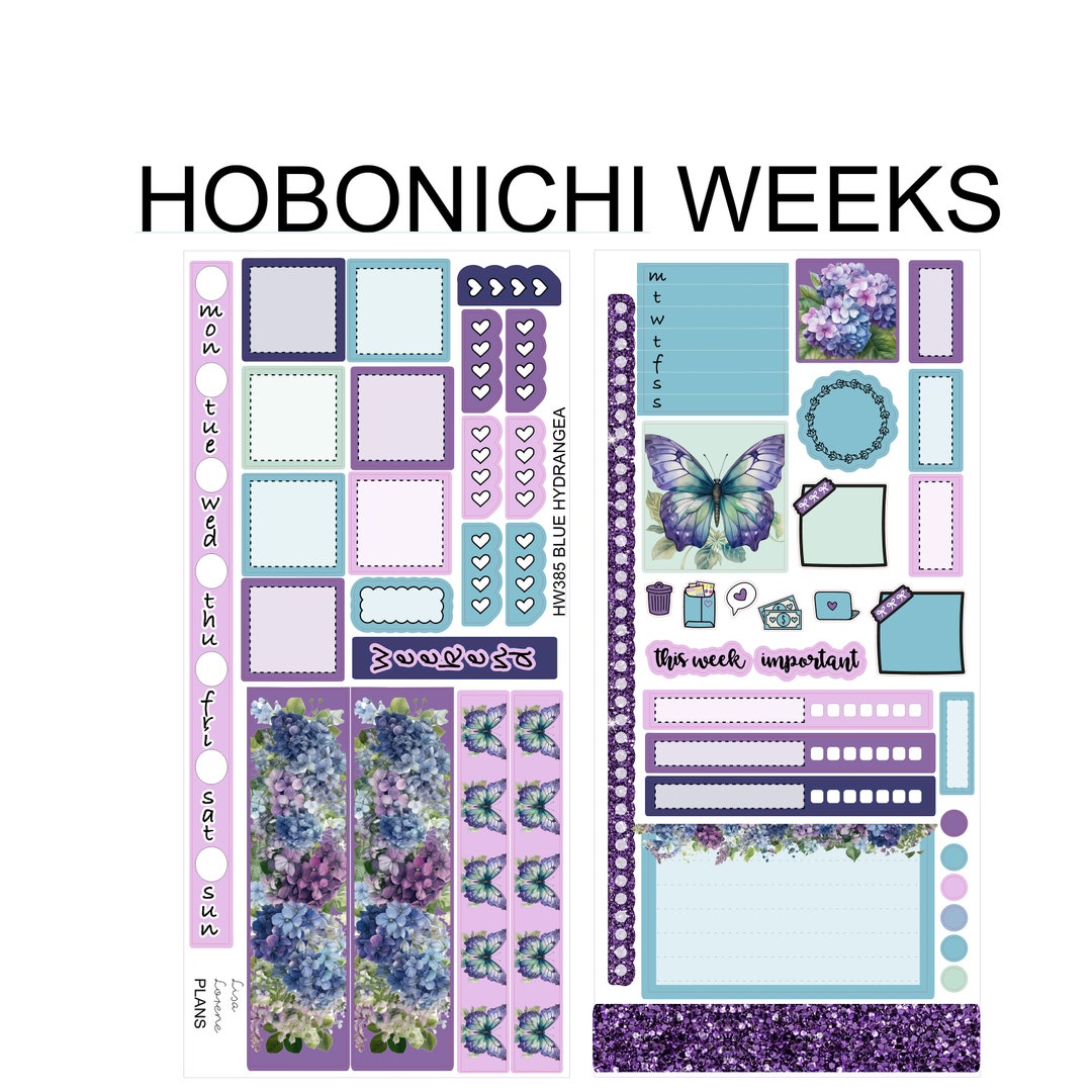 BLUE HYDRANGEA Weekly Set for Hobonichi Weeks Sticker Kit | HW385 - Etsy