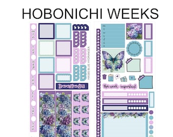 BLUE HYDRANGEA Weekly set for  Hobonichi Weeks Sticker Kit | HW385