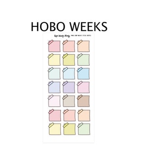 PASTEL STICKY NOTES with side bow washi Planner Stickers |  | Hobonichi Weeks Sticker Kit | HW46