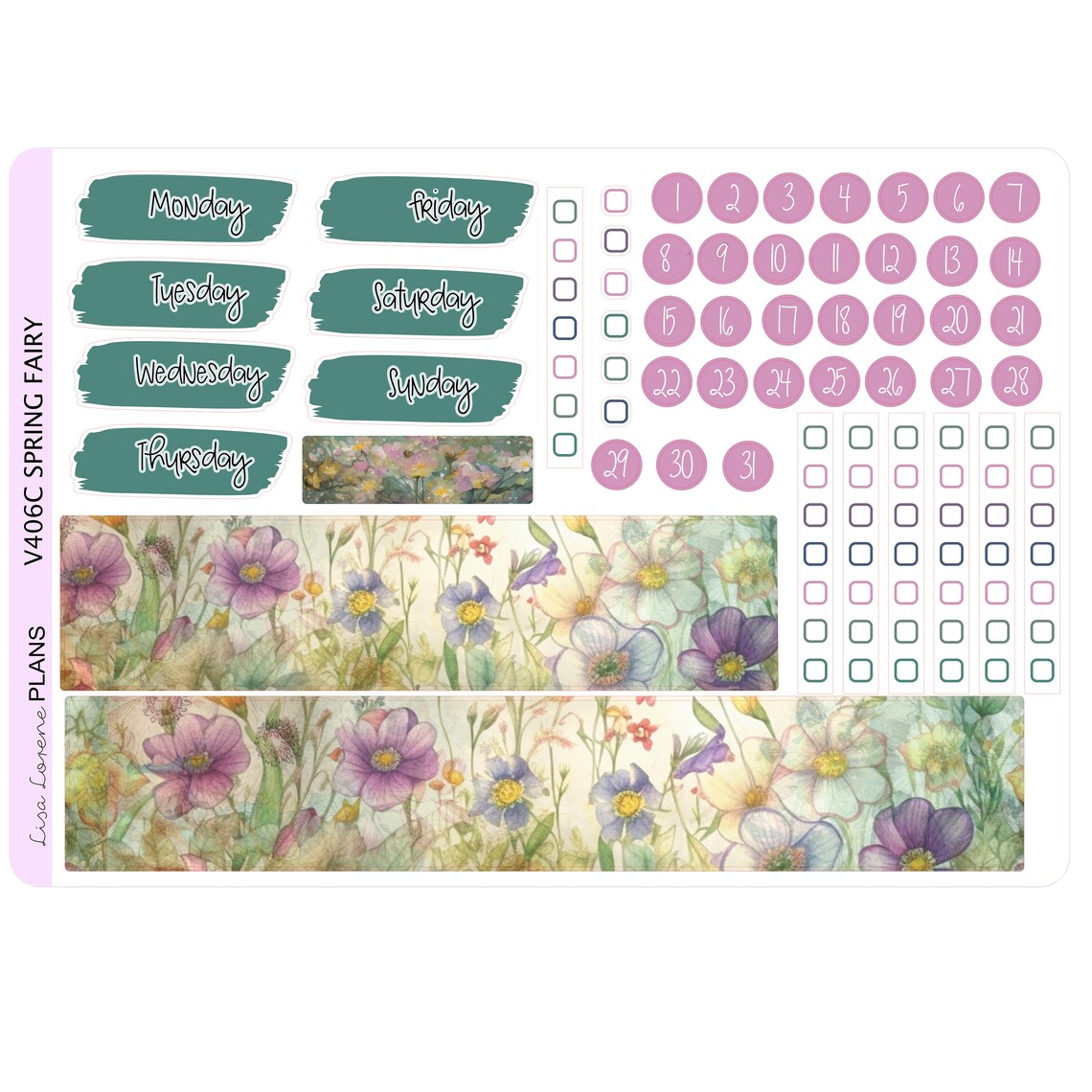 SPRING FAIRY Weekly Planner Sticker Kit | Vertical Planner | Vertical ...