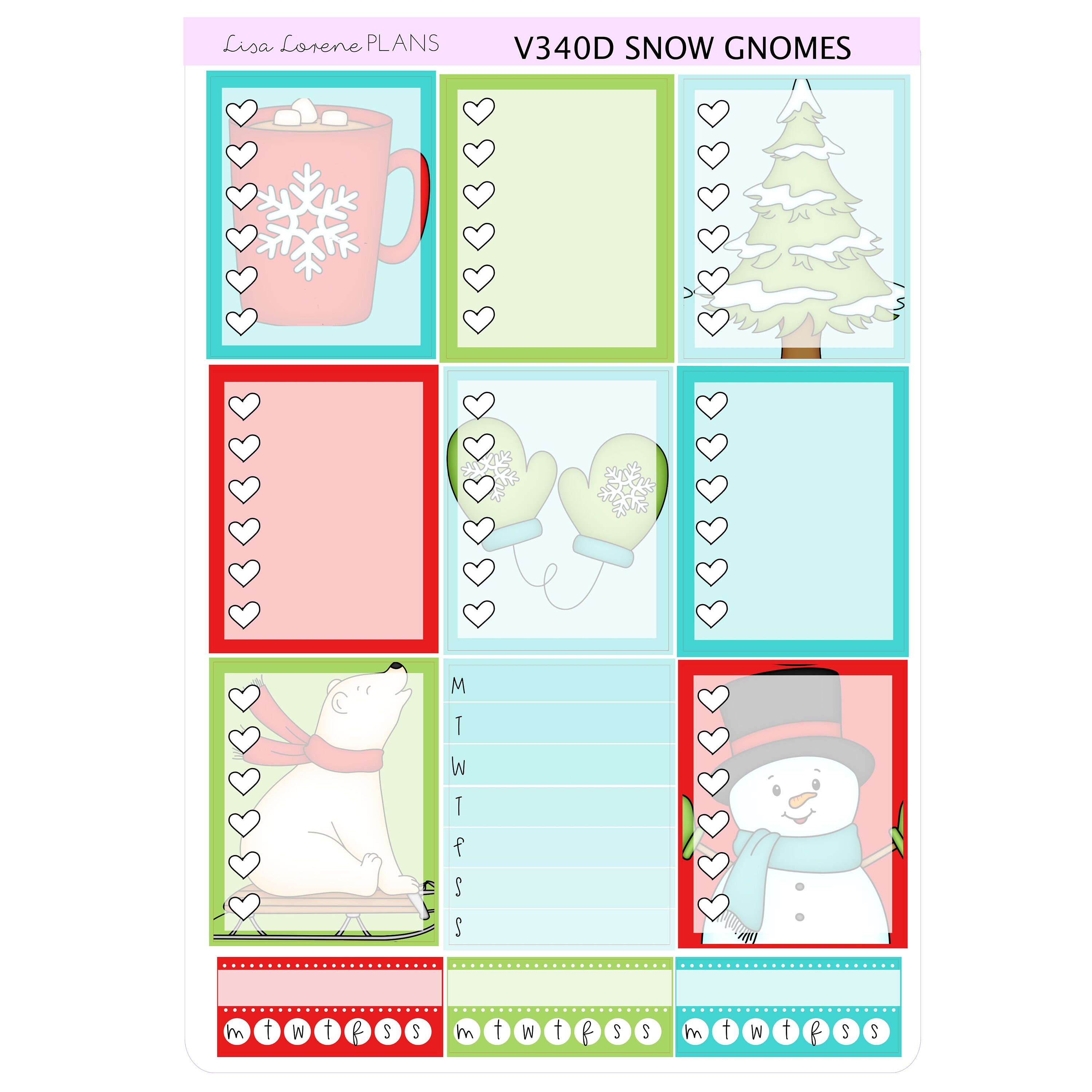 SNOW GNOMES Christmas Weekly Sticker Kit | Vertical Planner | Kit ...