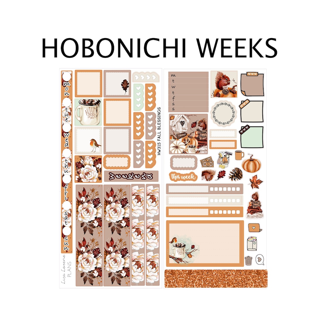 FALL BLESSINGS Weekly Set for Hobonichi Weeks Sticker Kit | HW315 - Etsy