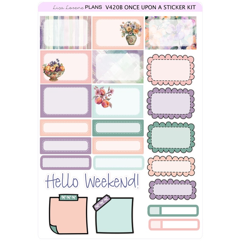 ONCE UPON A STICKER Kit Weekly Planner Sticker Kit | Vertical Planner ...