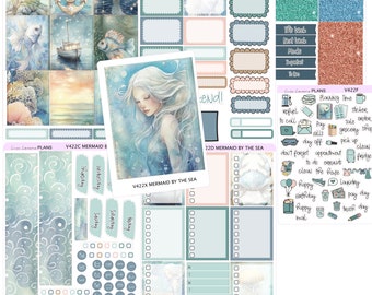 MERMAID BY The SEA weekly Planner Sticker Kit  | Vertical Planner  | perfect for Vertical Erin Condren Life planner | V422