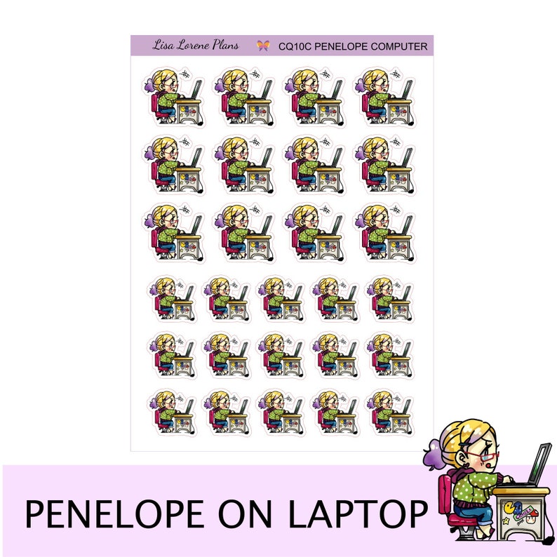Penelope Computer Setup PENELOPE ON LAPTOP Planner Stickers | Work on Computer | Exclusive ...