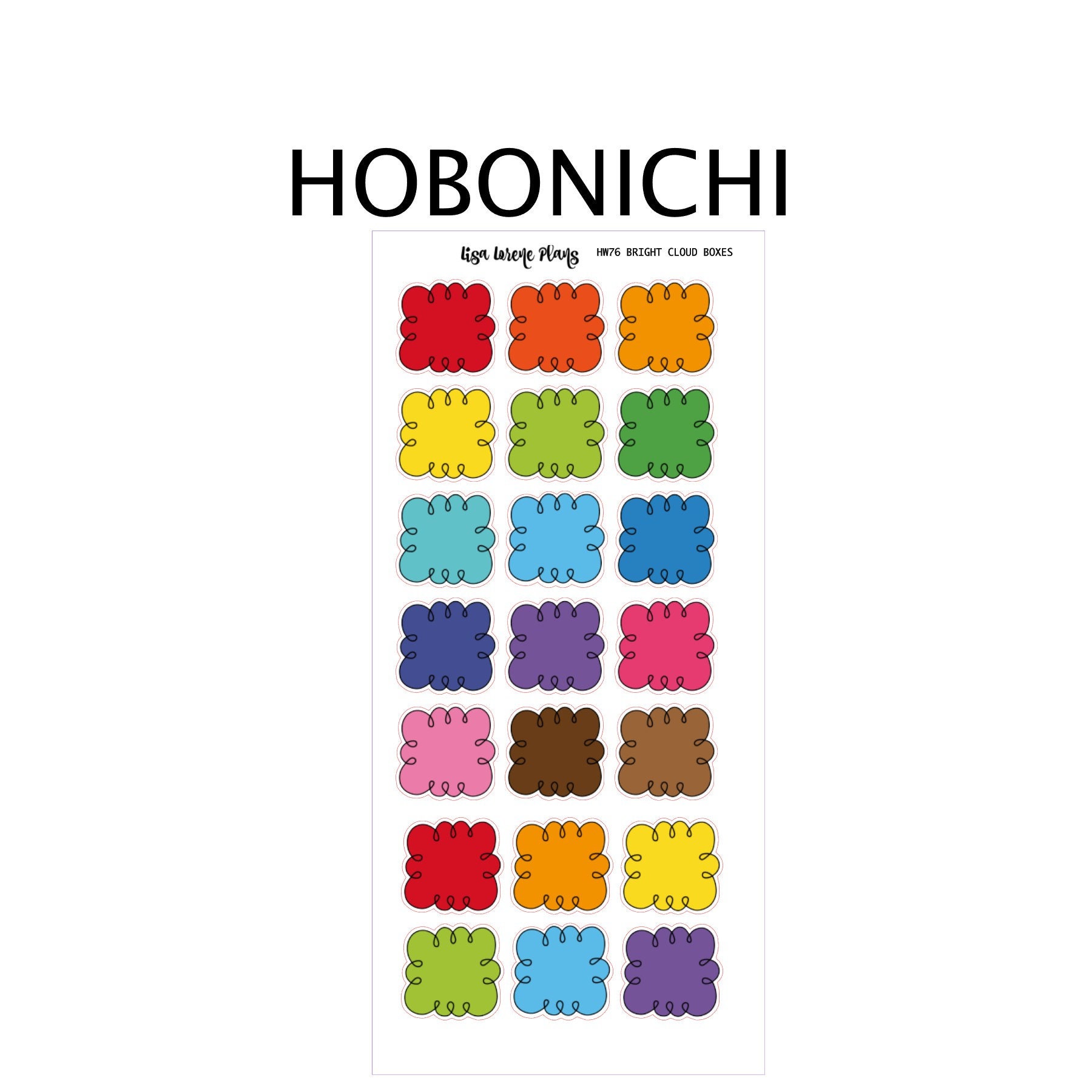 CLOUD BOXES | Bright Rainbow | Planner Stickers | | Hobonichi Weeks ...