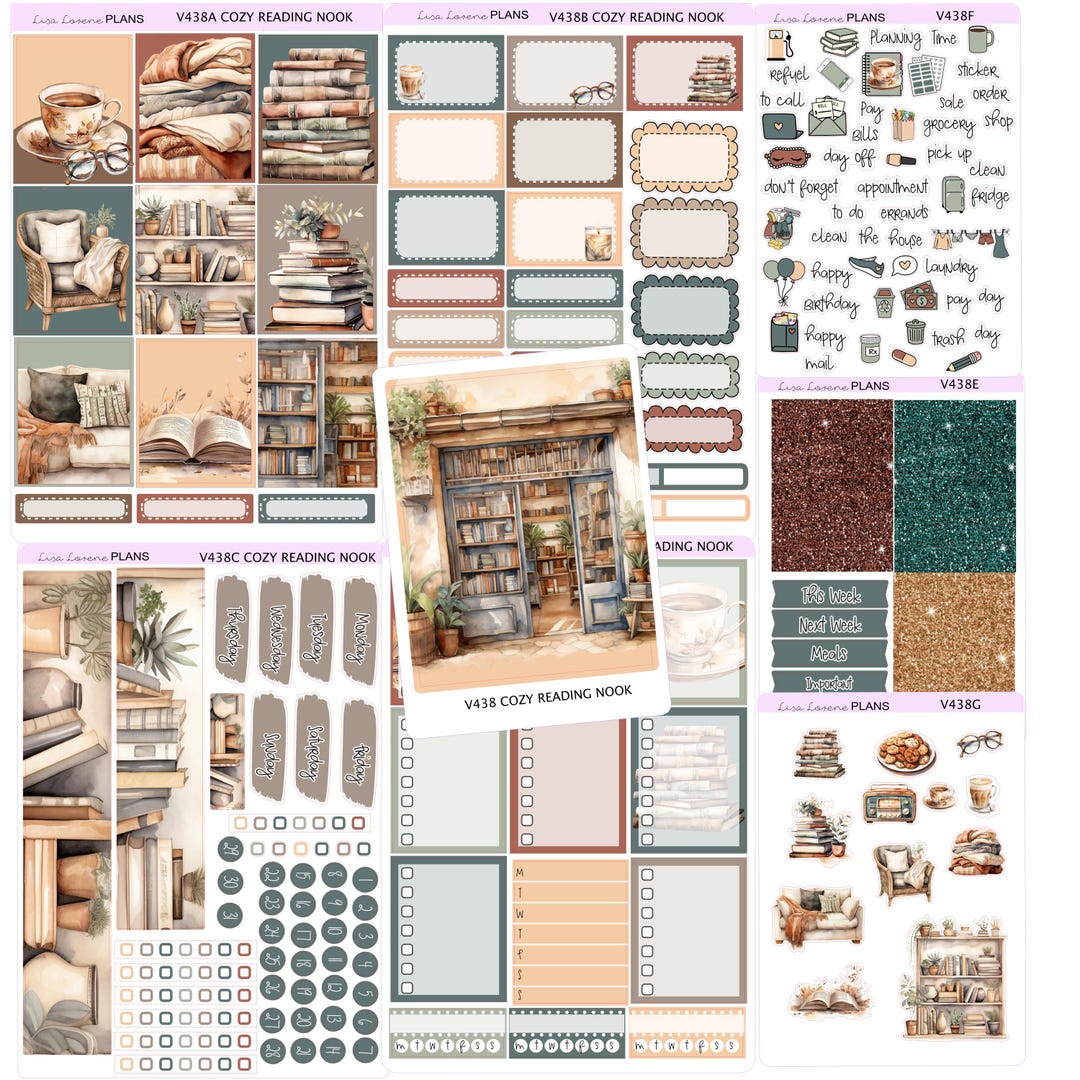 COZY READING NOOK Weekly Planner Sticker Kit | Vertical Planner ...