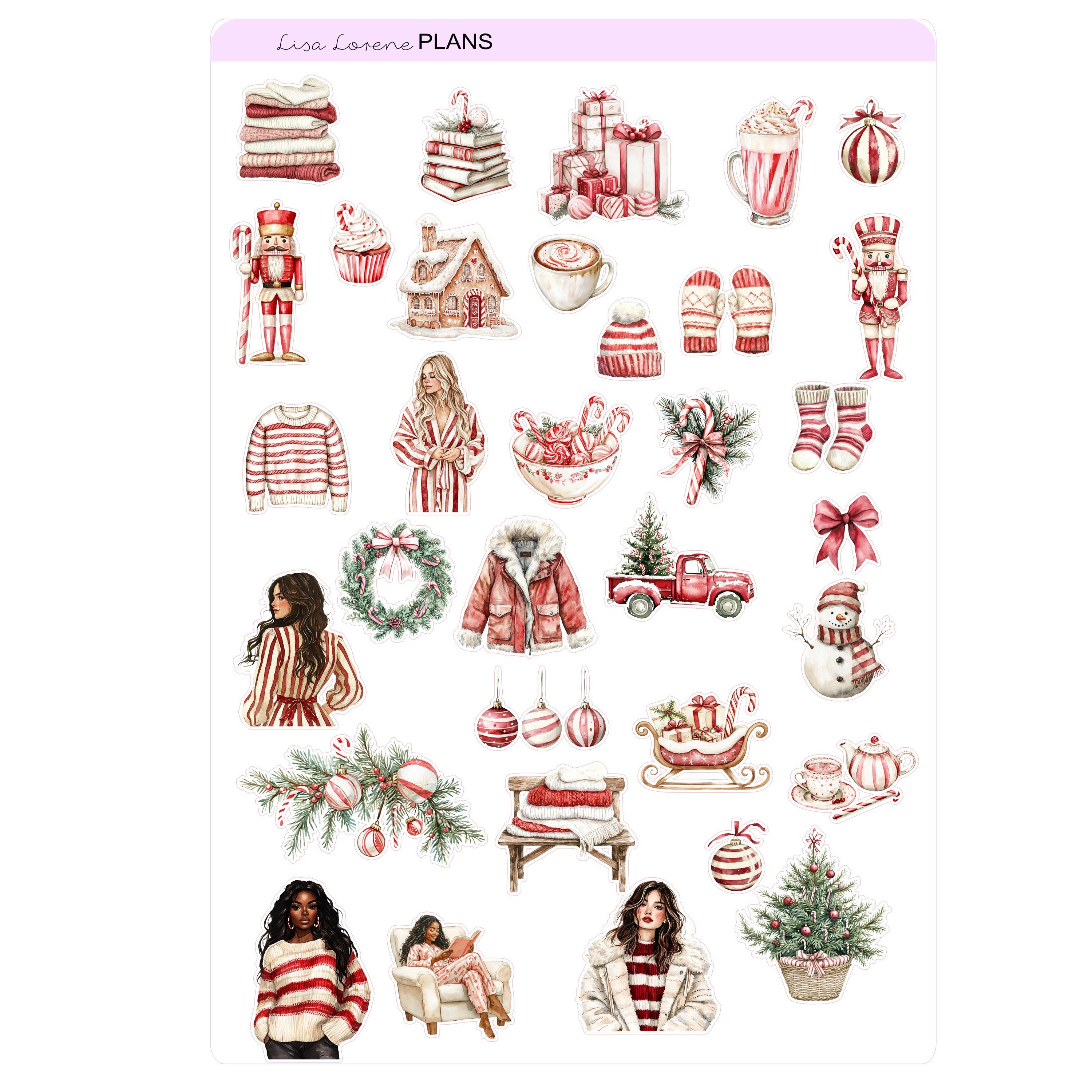 PEPPERMINT HOLIDAY Deco Weekly Planner Sticker Kit | Vertical Planner ...