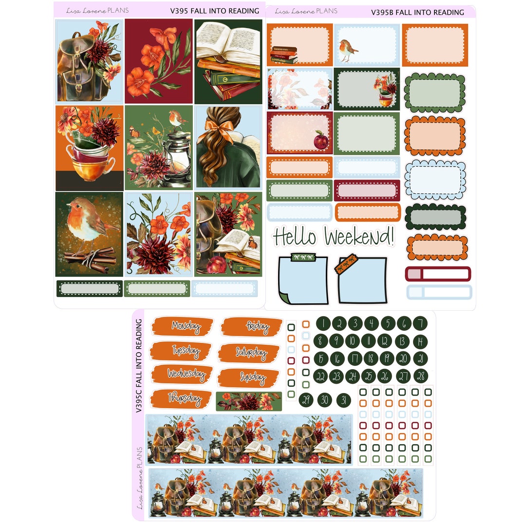 FALL INTO READING Weekly Planner Sticker Kit | Vertical Planner ...