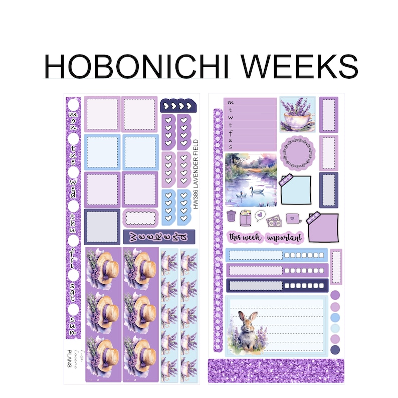 LAVENDER FIELD Weekly Set for Hobonichi Weeks Sticker Kit | HW386 - Etsy