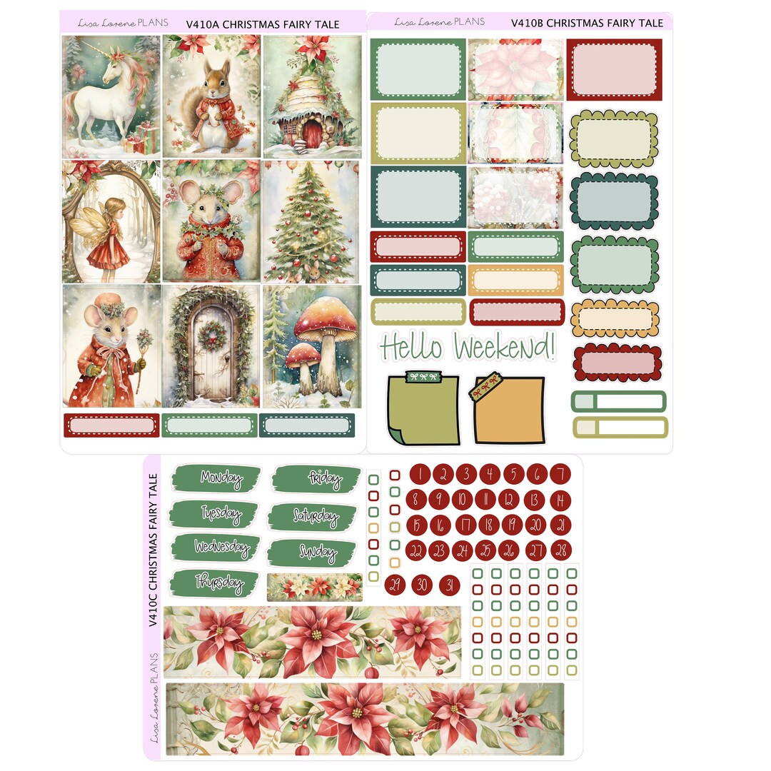 CHRISTMAS FAIRY TALE Weekly Planner Sticker Kit | Vertical Planner ...