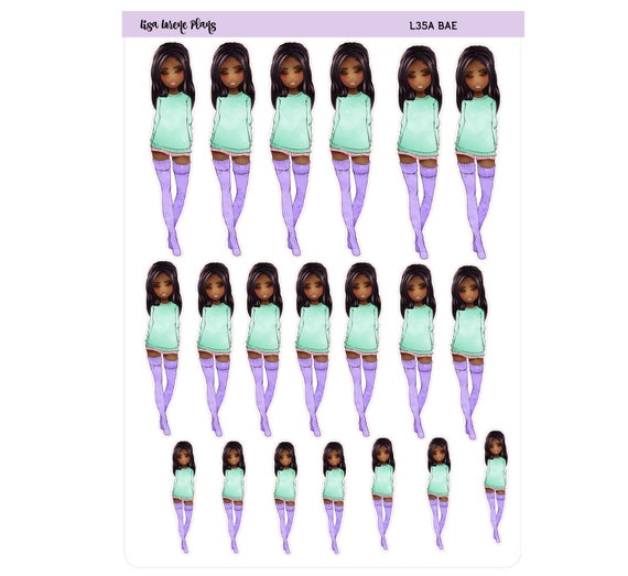 FASHION BAE DOLL Fashion Girl | African American | | Planner Stickers | L35A