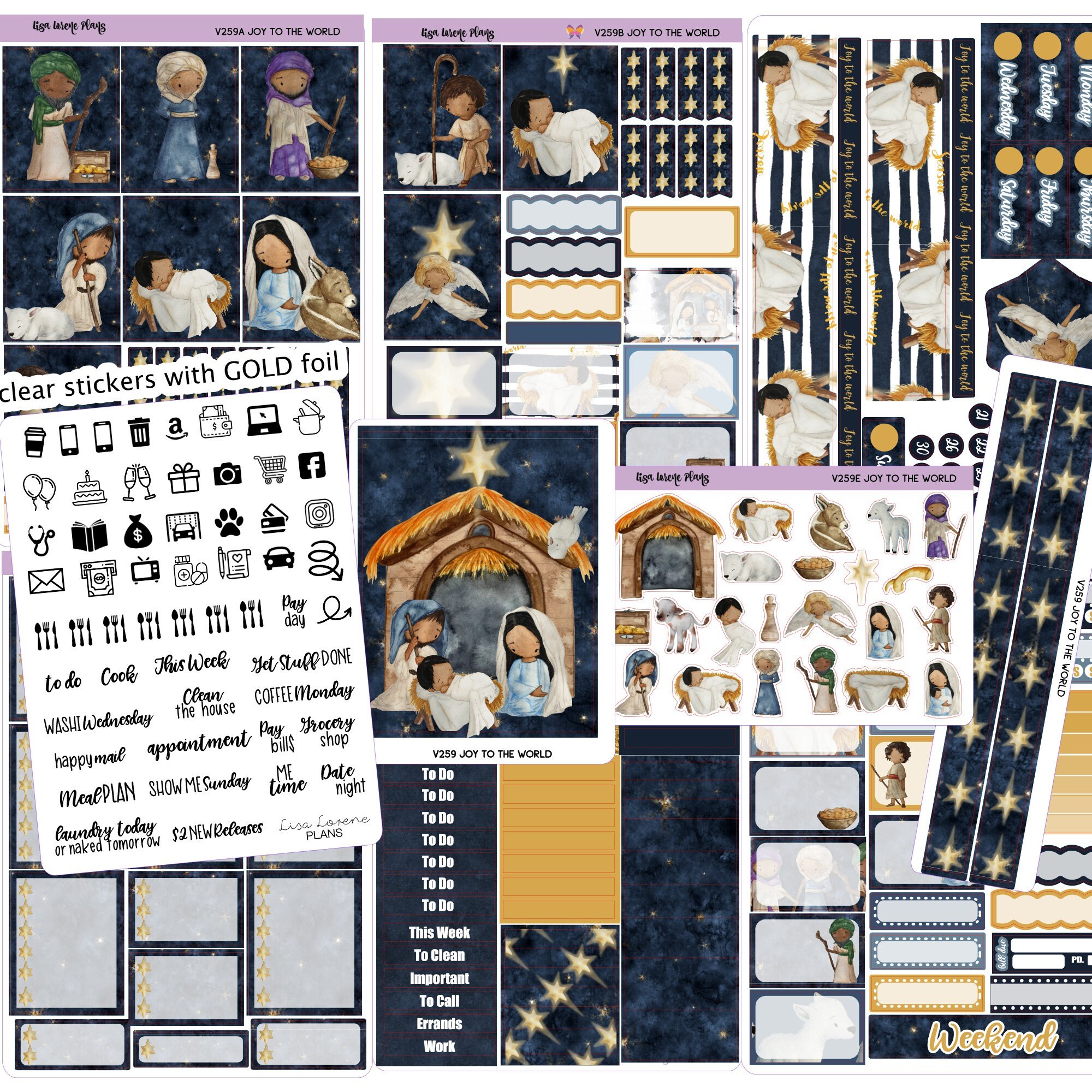 JOY TO the WORLD Nativity Weekly Sticker Kit |  Vertical Planner  |  …