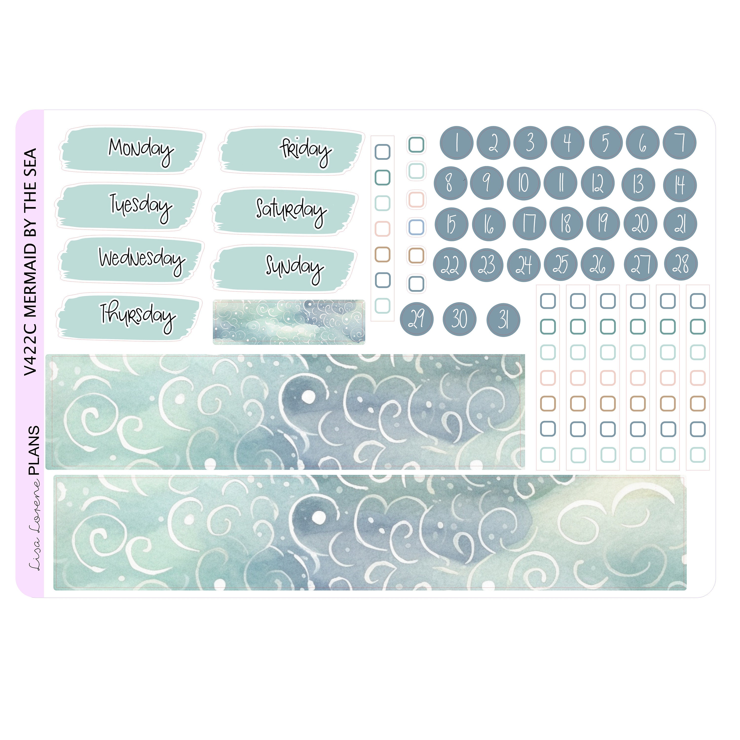 MERMAID BY the SEA Kit Weekly Planner Sticker Kit | Vertical Planner ...