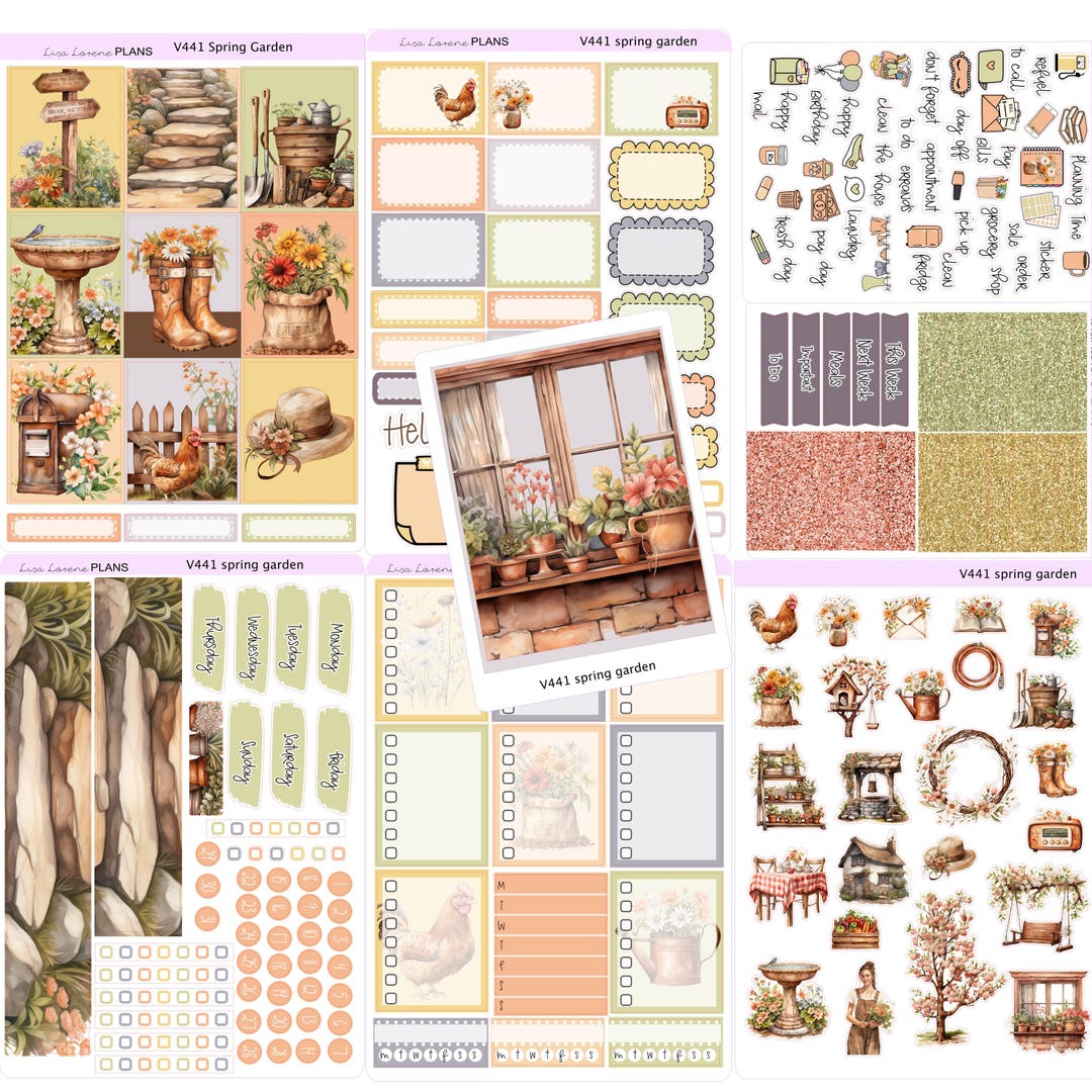 SPRING GARDEN Weekly Sticker Kit | Vertical Planner | Perfect for ...