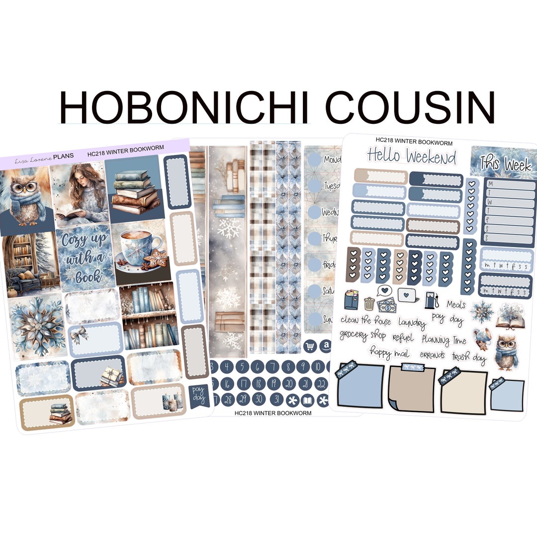 WINTER BOOKWORM Hobonichi Cousin Weekly Planner Sticker Kit | Beach ...