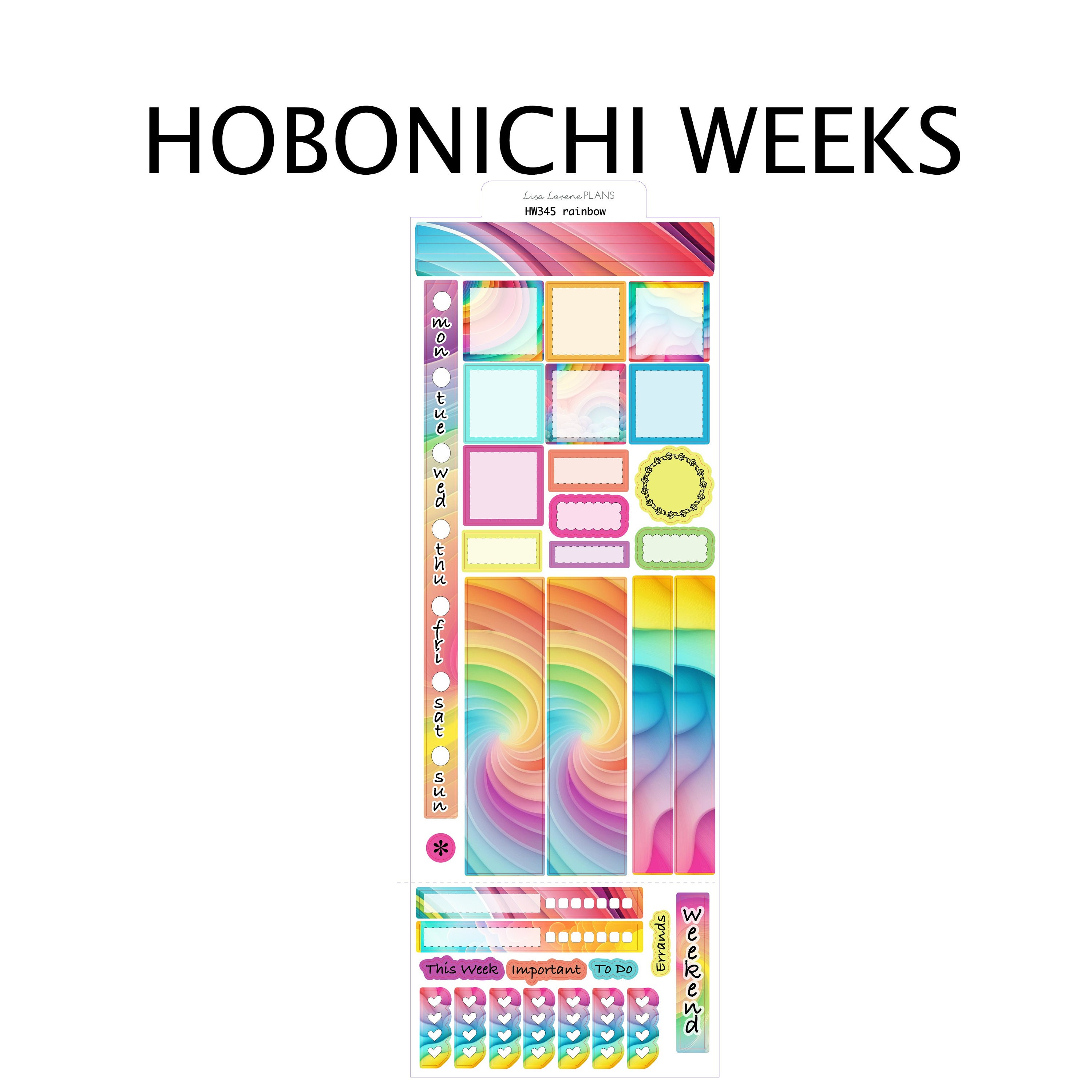 BRIGHT RAINBOW Planner Sticker Kit | Weekly Sticker Kit | for Hobonichi ...