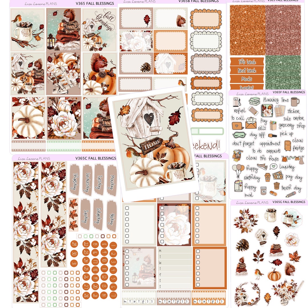 FALL BLESSINGS Weekly Sticker Kit | | 7x9" EC Vertical Planner | Kit ...